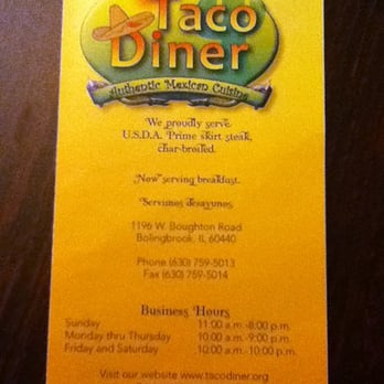 Taco Dale - Front of Menu - Mexican Near Me - Bolingbrook, Illinois