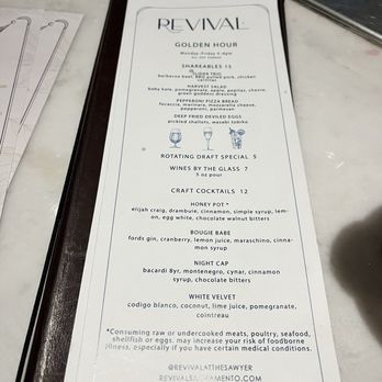 Revival - Menu - golden hour M-F 4-6pm - New American Near Me - Sacramento, California Revival - Menu - golden hour M-F 4-6pm - New American Near Me - Sacramento, California
