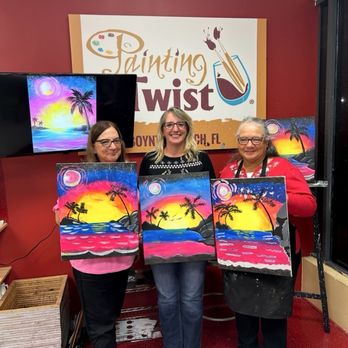 Painting with a Twist - My sisters and I with our masterpieces! - Paint & Sip Near Me - Boynton Beach, Florida