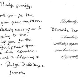 Windsor The Ridge Rehabilitation Center - Thank you letter from daughter of a resident.