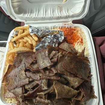 King Mediterrano - Gyro entree with fries and baba ganoush (the baba ganoush is fantastic!) - Mediterranean Near Me - Torrance, California King Mediterrano - Gyro entree with fries and baba ganoush (the baba ganoush is fantastic!) - Mediterranean Near Me - Torrance, California