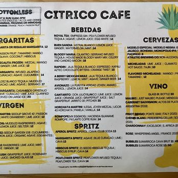 Citrico Cafe - Menu drinks - Mexican Near Me - Astoria, New York