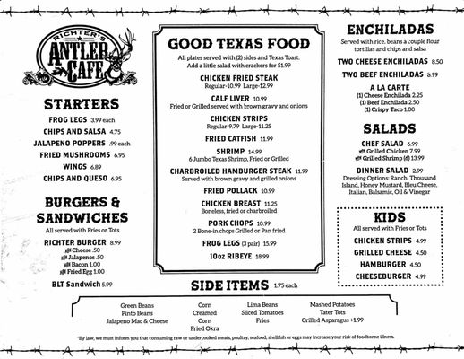 Menu photo 5 Richter's Antler Cafe Spring Branch, TX