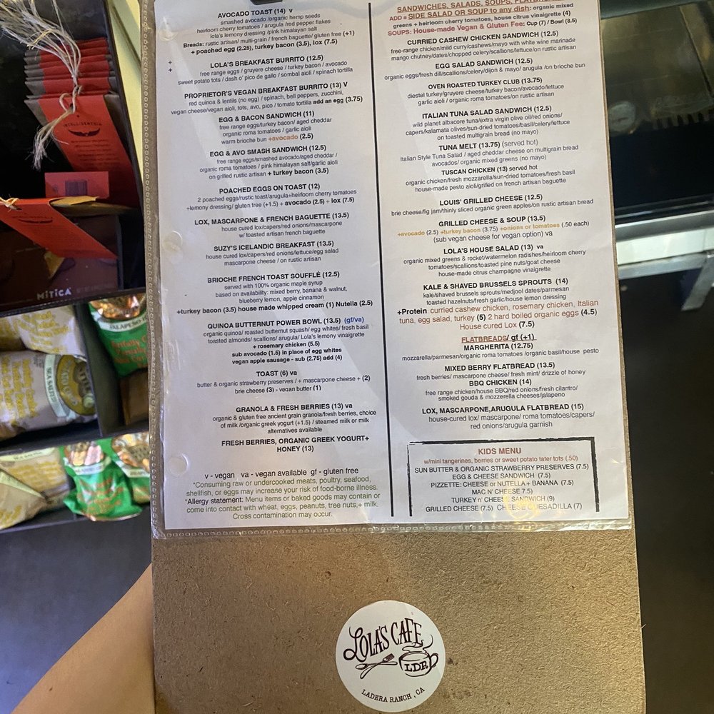 Lola's Cafe - Food menu - Coffee & Tea Near Me - Ladera Ranch, California