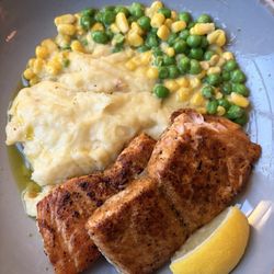 The Aviary - Blackened salmon with mashed potatoes instead of fingerling potatoes
