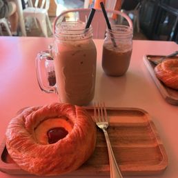 Guava cheese danish & iced horchata latte Guava cheese danish & iced horchata latte