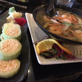 Shinto Sushi - Spicy Crab Salad Roll & Shrimp Noodle Soup - Sushi Bars Near Me - Naperville, Illinois Shinto Sushi - Spicy Crab Salad Roll & Shrimp Noodle Soup - Sushi Bars Near Me - Naperville, Illinois