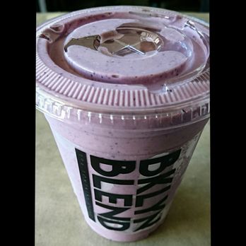 Brooklyn Blend  - Fulton Street shake: blueberries, bananas and peanut butter.  Reg: $6.50/Large: $8.50 (worth every penny!) - Juice Bars & Smoothies Near Me - Brooklyn, New York