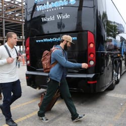 Windy City Limousine - Anthony Rizzo and Jake Arrieta about to get on our motor coach!