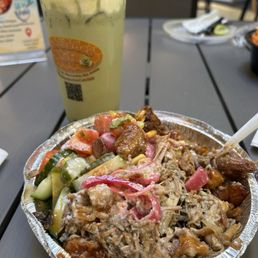 Cuban bowl with pulled pork and matcha bubble tea - stellar combo! Cuban bowl with pulled pork and matcha bubble tea - stellar combo!
