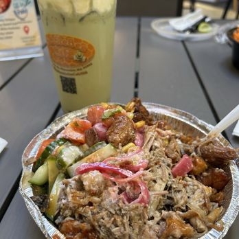 Worcester Public Market - Cuban bowl with pulled pork and matcha bubble tea - stellar combo! - Food Court Near Me - Worcester, Massachusetts Worcester Public Market - Cuban bowl with pulled pork and matcha bubble tea - stellar combo! - Food Court Near Me - Worcester, Massachusetts
