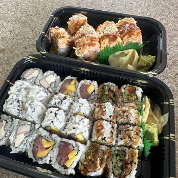 Fuji Grill & Sushi Bar - Top : Fuji Roll Bottom: Crabmeat Creamcheese Roll, Tuna mango roll, Eel Cucumber Roll - Sushi Bars Near Me - Rosemount, Minnesota