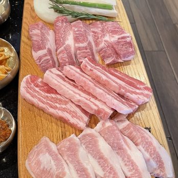 SOT BBQ - Pork Sampler Plate with False Lean (가브리살) added - Korean Near Me - San Diego, California SOT BBQ - Pork Sampler Plate with False Lean (가브리살) added - Korean Near Me - San Diego, California