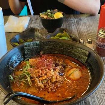 Nishikawa Ramen - Spicy edamame, Nishikawa Black, & Pork Bowl - Ramen Near Me - Phoenix, Arizona