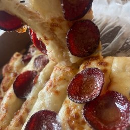 Cheesy bread stick custom order with pepperoni Cheesy bread stick custom order with pepperoni