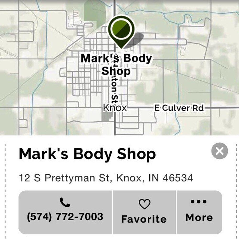 Mark's Body Shop - Map - Body Shops Near Me - Knox, Indiana Mark's Body Shop - Map - Body Shops Near Me - Knox, Indiana
