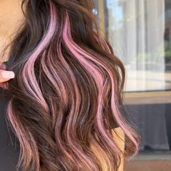 Alkali Salon - Pink highlights with extensions by Dre 860-833-2337 Drebehindthehair