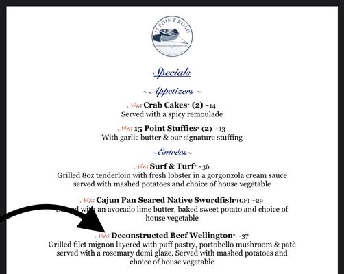 Menu photo 2 15 Point Rd Portsmouth, RI