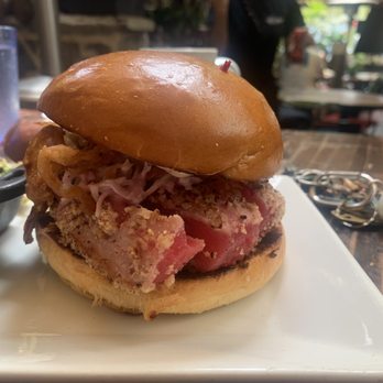 Sloopy's Beach Cafe - Ahi tuna burger - American Near Me - Manhattan Beach, California Sloopy's Beach Cafe - Ahi tuna burger - American Near Me - Manhattan Beach, California