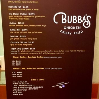 Bubba's Crispy Fried Chicken - Menu - Chicken Shop Near Me - Toronto, Ontario
