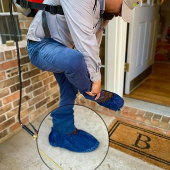 Barefoot Mosquito & Pest Control - Richmond TX - Our Technicians wear booties over their shoes to keep your home clean - Pest Control Near Me - Richmond, Texas