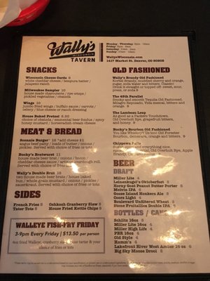 Menu photo 8 Wally's Wisconsin Tavern Denver, CO