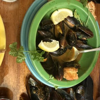 Barnacle Bistro - My kids said he can use his nose to smell and taste the food. Love it @ curry cider mussels @ Russ K best servers - American Near Me - Gold Beach, Oregon