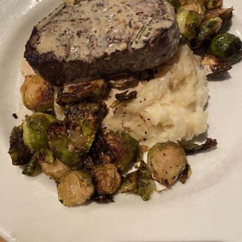 Boure Restaurant - Filet, mashed potatoes and Brussels sprouts. - New American Near Me - Oxford, Mississippi Boure Restaurant - Filet, mashed potatoes and Brussels sprouts. - New American Near Me - Oxford, Mississippi