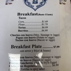 Tacos Menos - Menu