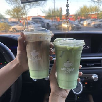 Airoma Cafe - pandan coffee with sweet foam and pandan matcha - Bubble Tea Near Me - Las Vegas, Nevada