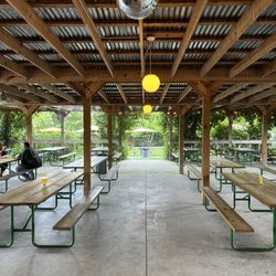Weco Bottle And Biergarten - Backyard with fans