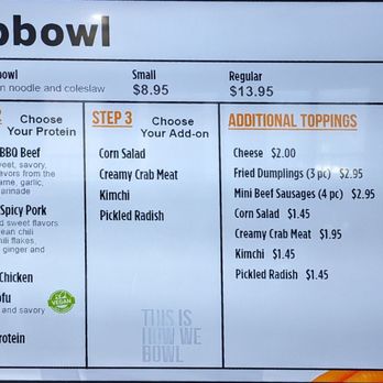 Bopbowl - Bopbowl menu. Subject to change. - Korean Near Me - Centennial, Colorado