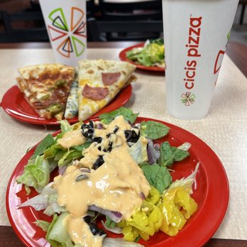 Cicis Pizza - a plate of salad and a cup of coffee - Pizza Near Me - Hurst, Texas