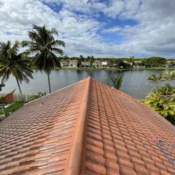 Snapper Soft Wash and Pressure Cleaning - On the left you can see what the roof looked like prior to cleaning