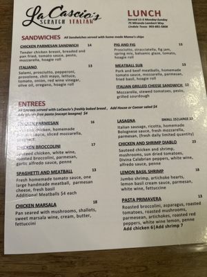 Menu photo 1 LaCascio’s Scratch Italian Lindale, TX
