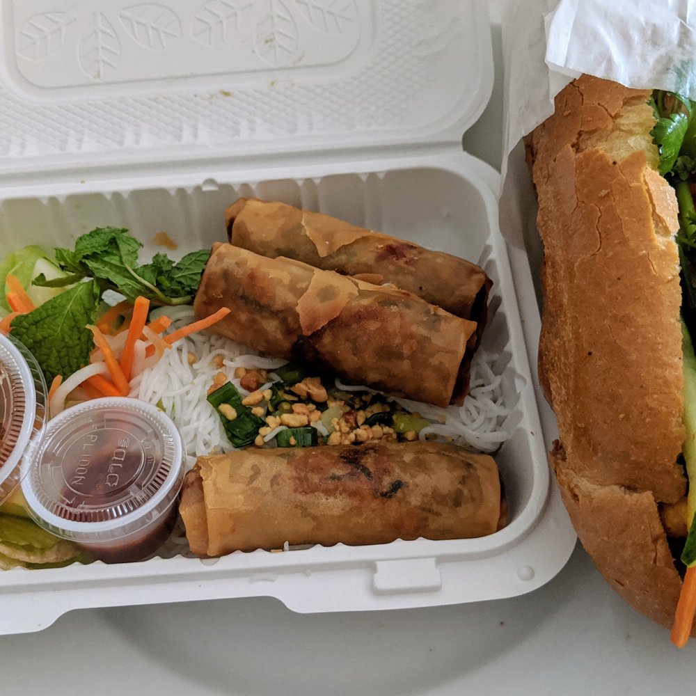 Pho Viet's - Chicken Banh Mi (right) and Vietnamese Spring Rolls (left). Delicious. - Vietnamese Near Me - Boston, Massachusetts Pho Viet's - Chicken Banh Mi (right) and Vietnamese Spring Rolls (left). Delicious. - Vietnamese Near Me - Boston, Massachusetts