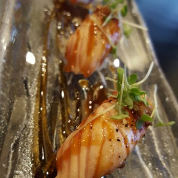 Fuji at Ink Block - Comp torched salmon sushi - Japanese Near Me - Boston, Massachusetts Fuji at Ink Block - Comp torched salmon sushi - Japanese Near Me - Boston, Massachusetts
