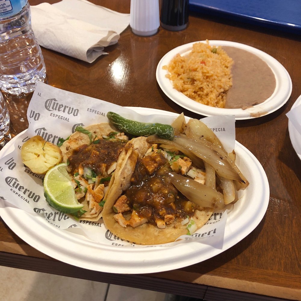Mi Pueblo Express - 2 chicken tacos rice & beans . 12/10 Fast delicious Mexican food ! - Mexican Near Me - Detroit, Michigan Mi Pueblo Express - 2 chicken tacos rice & beans . 12/10 Fast delicious Mexican food ! - Mexican Near Me - Detroit, Michigan