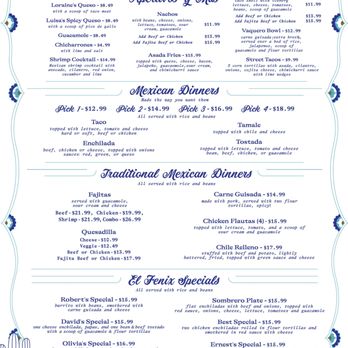 El Fenix Cafe - Menu - Tex-Mex Near Me - Abilene, Texas El Fenix Cafe - Menu - Tex-Mex Near Me - Abilene, Texas