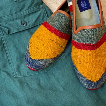 Standard & Strange - Res Ipsa vintage Kilim rug loafers with Orslow Slim Fit Fatigue - Men's Clothing Near Me - Santa Fe, New Mexico