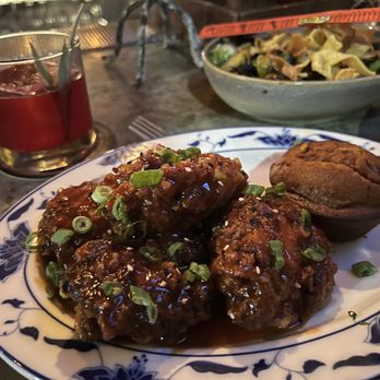 FINKA Table & Tap - "KFC" KOREAN FRIED CHICKEN Spicy Gochujang / Boniato Bread Korean Style Brussels Sprouts - Asian Fusion Near Me - Miami, Florida