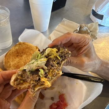 Mississippi Ice - double smash burger with American (yuk) cheese - Sandwiches Near Me - Starkville, Mississippi
