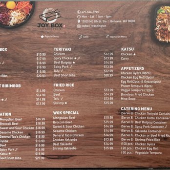 Joy Box - Menu as of March 2024 - Korean Near Me - Bellevue, Washington Joy Box - Menu as of March 2024 - Korean Near Me - Bellevue, Washington
