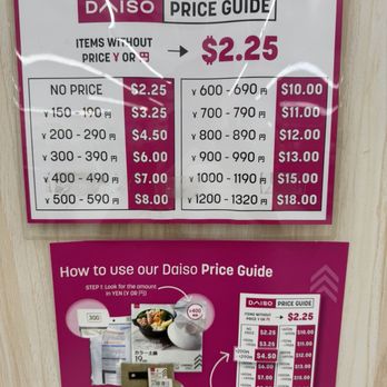 Daiso - pricing 100yen = $2.25 (350yen) - Department Stores Near Me - Fullerton, California