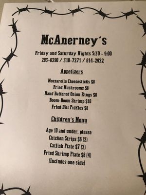 Menu photo 2 McAnerney's Restaurant Mc Carley, MS