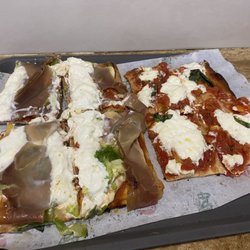 Prosciutto and ricotta cheese(left)  Mozzarella and tomato sauce (right)
