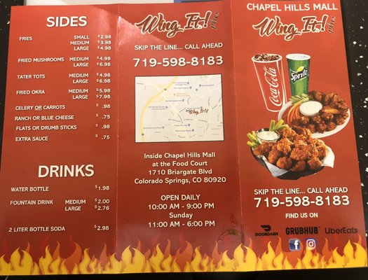 Menu photo 8 Wing It Plus Colorado Springs, CO