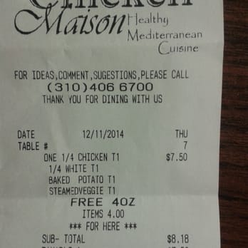 Chicken Maison - Reality Check. ..not a bad value. - Middle Eastern Near Me - Redondo Beach, California Chicken Maison - Reality Check. ..not a bad value. - Middle Eastern Near Me - Redondo Beach, California