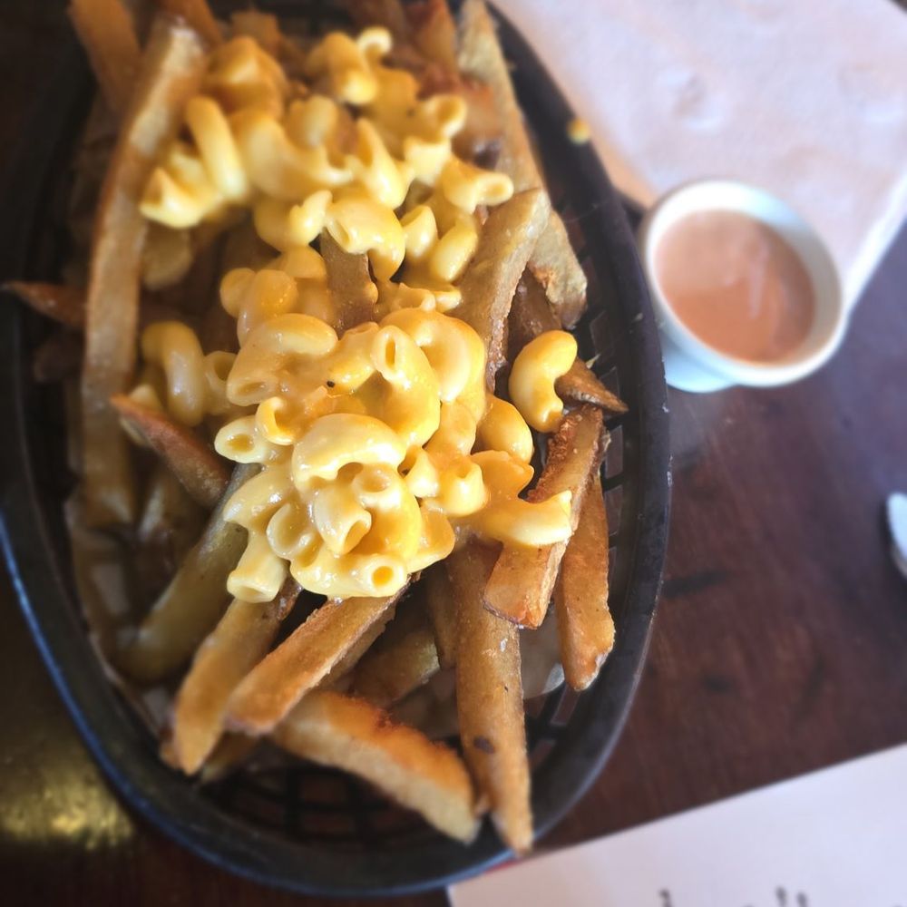 Happy Dog - Mac and cheese on the fries. Good times - Bars Near Me - Cleveland, Ohio Happy Dog - Mac and cheese on the fries. Good times - Bars Near Me - Cleveland, Ohio