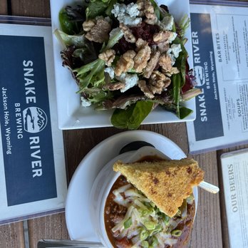 Snake River Brewing - Cranberry & walnut salad (not the exact name, sorry!) and Bison chili - Brewpubs Near Me - Jackson, Wyoming Snake River Brewing - Cranberry & walnut salad (not the exact name, sorry!) and Bison chili - Brewpubs Near Me - Jackson, Wyoming